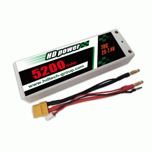 HD 5200mAh 70C 2S 7.4V kova kotelo LiPO-akku